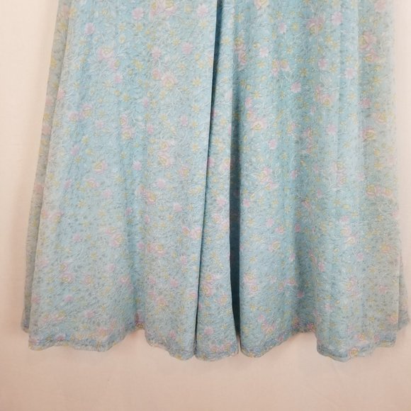 Vintage 60s Dusty Blue Floral Summer Maxi Dress Sz XS - Picture 6 of 8